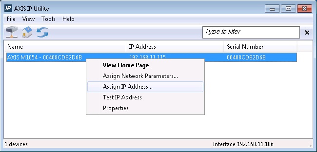 assign IP address
