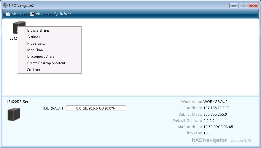 NAS Navigator2 right click