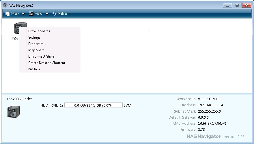 NAS Navigator2 right click