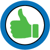 simplicity icon with a green thumbs up
