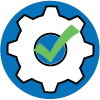 stability icon with white gear and a green check in the middle